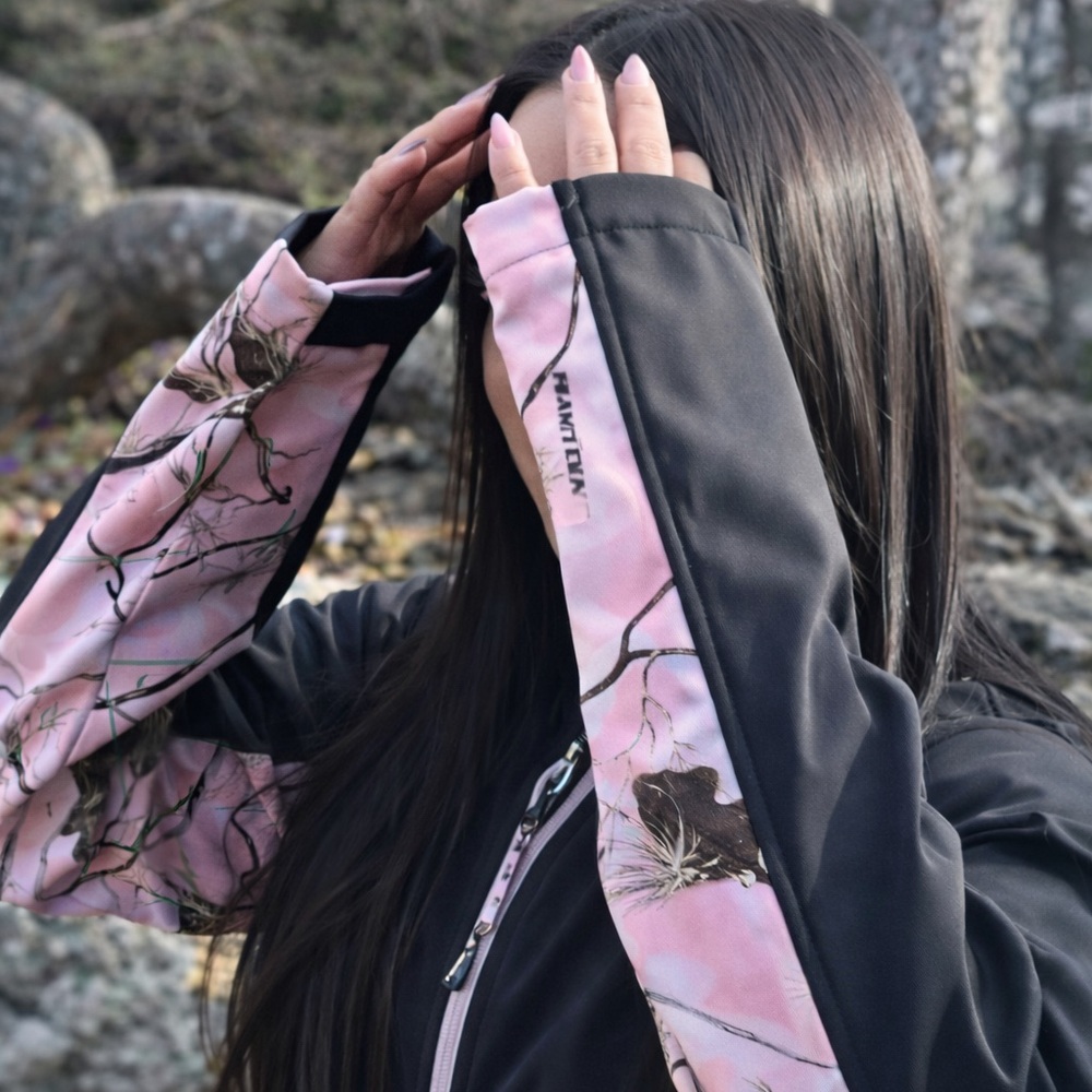Black Jacket with Pink Camouflage Sleeves